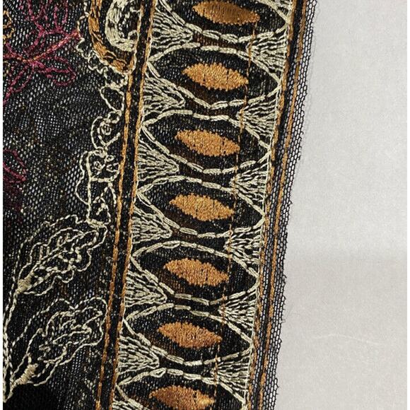 Adrianna Papell 3/4 Sheer Sleeve Beaded Embroidered Black Flower Dress Sz 6 - Picture 7 of 15